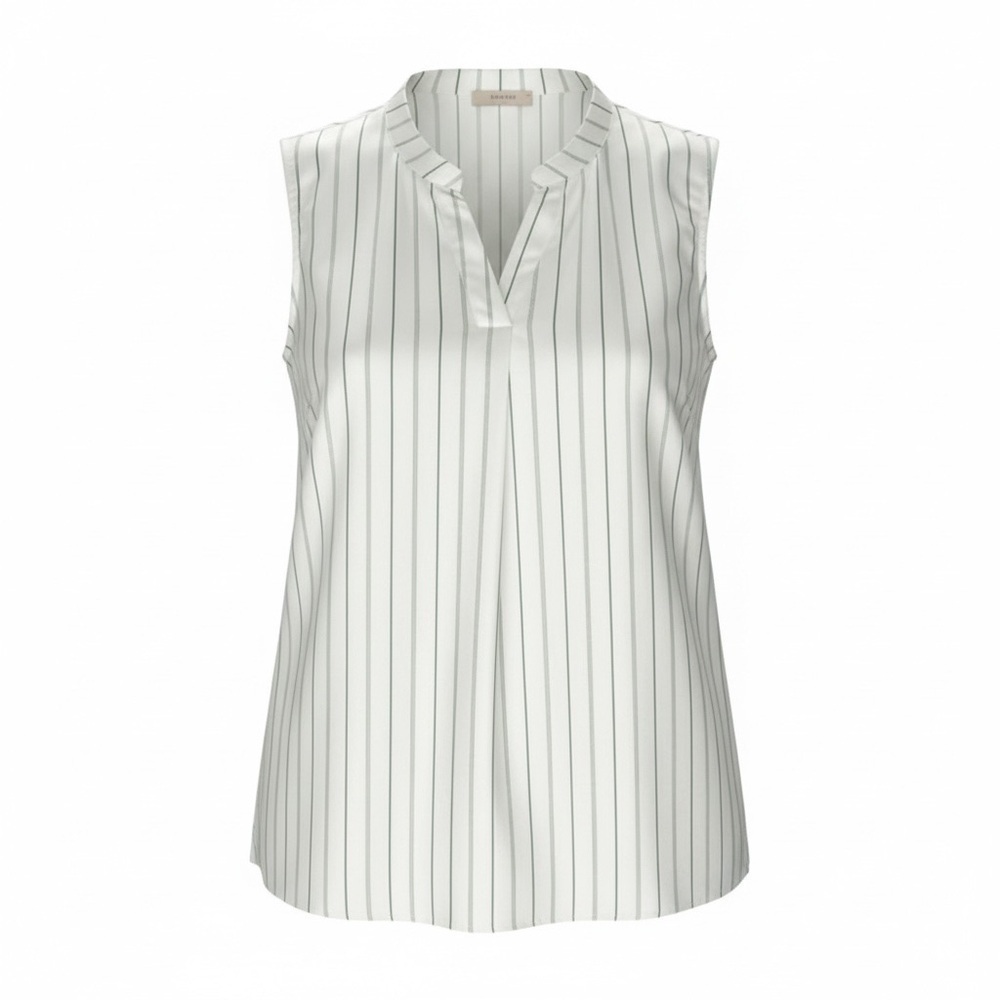 Timeson Sleeveless Top Green & White Stripes Size Large